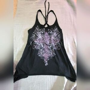 Women's Black Graphic Tank Top